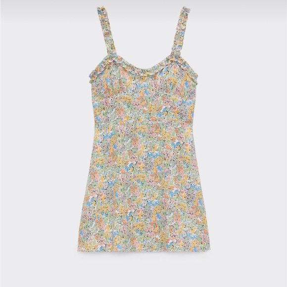 Zara Floral Printed Summer Mini Dress (24) - Picture 2 of 7